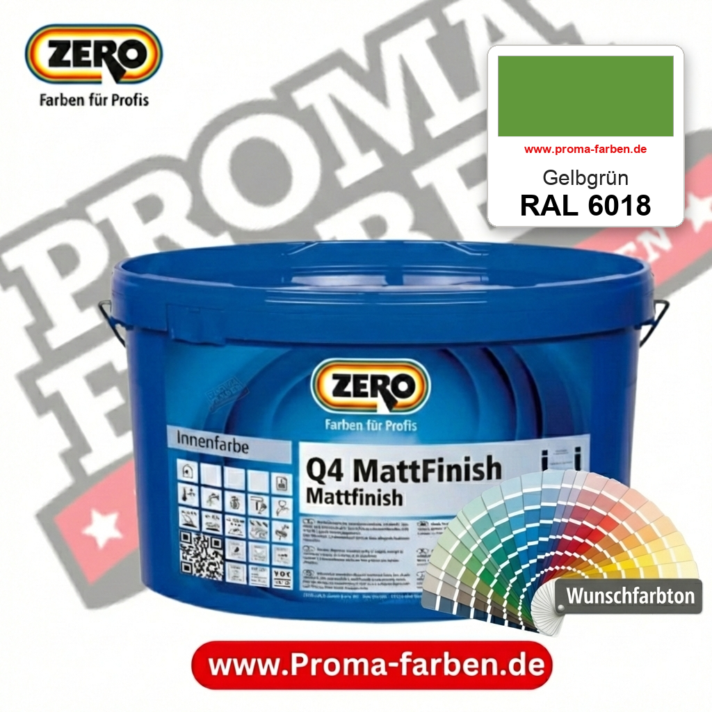 ZERO Q4 MattFinish RAL 6018 Gelbgrün – im ZERO-MiX-System, online kaufen bei Proma Farben