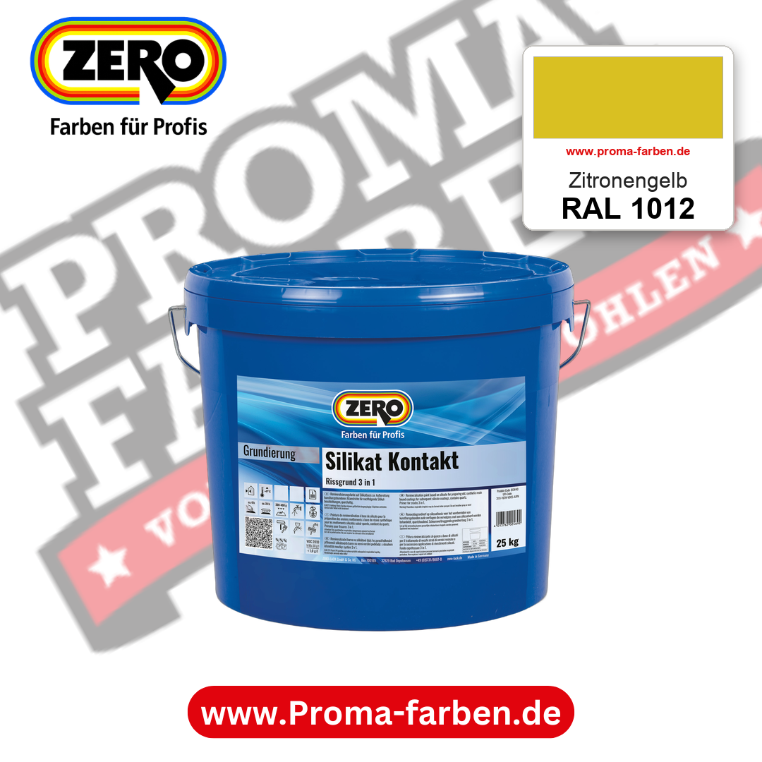 ZERO Sol-Silikatfarbe RAL 1012 Zitronengelb – im ZERO-MiX-System, online kaufen bei Proma Farben