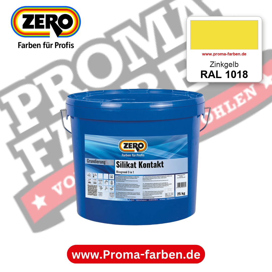 ZERO Sol-Silikatfarbe RAL 1018 Zinkgelb – im ZERO-MiX-System, online kaufen bei Proma Farben