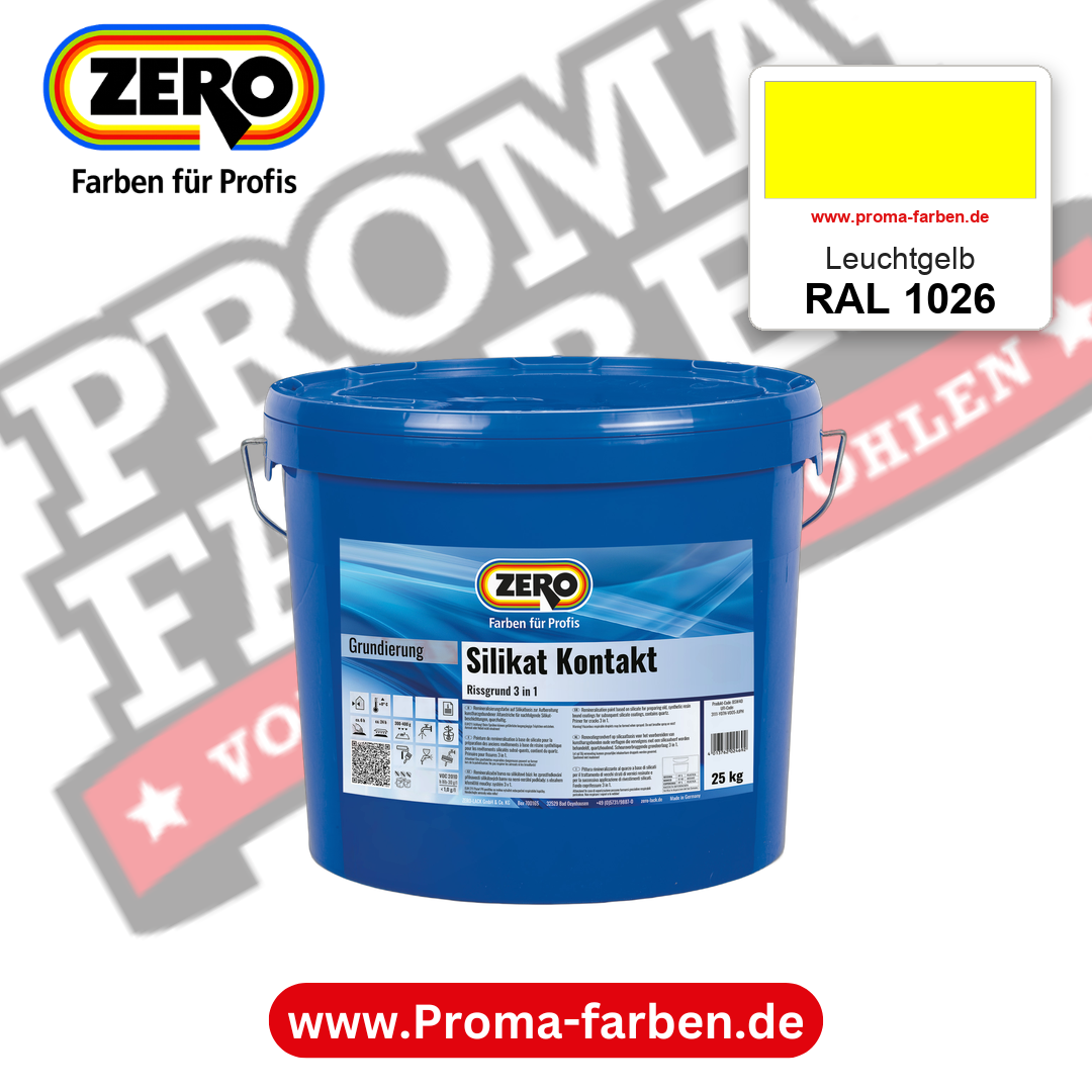 ZERO Sol-Silikatfarbe RAL 1026 Leuchtgelb – im ZERO-MiX-System, online kaufen bei Proma Farben