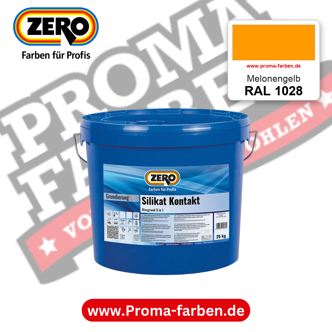 ZERO Sol-Silikatfarbe RAL 1028 Melonengelb – im ZERO-MiX-System, online kaufen bei Proma Farben