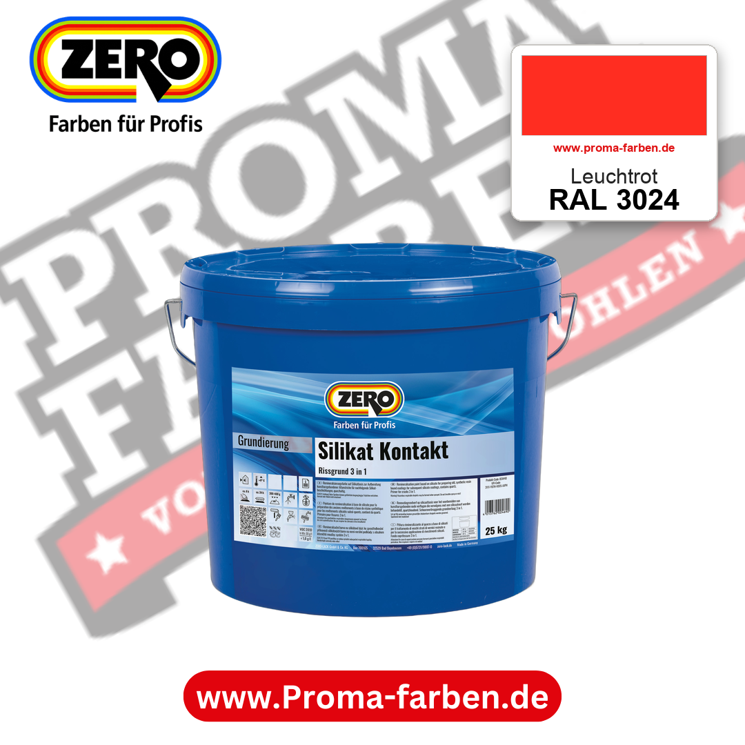 ZERO Sol-Silikatfarbe RAL 3024 Leuchtrot – im ZERO-MiX-System, online kaufen bei Proma Farben
