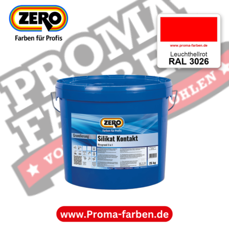ZERO Sol-Silikatfarbe RAL 3026 Leuchthellrot – im ZERO-MiX-System, online kaufen bei Proma Farben