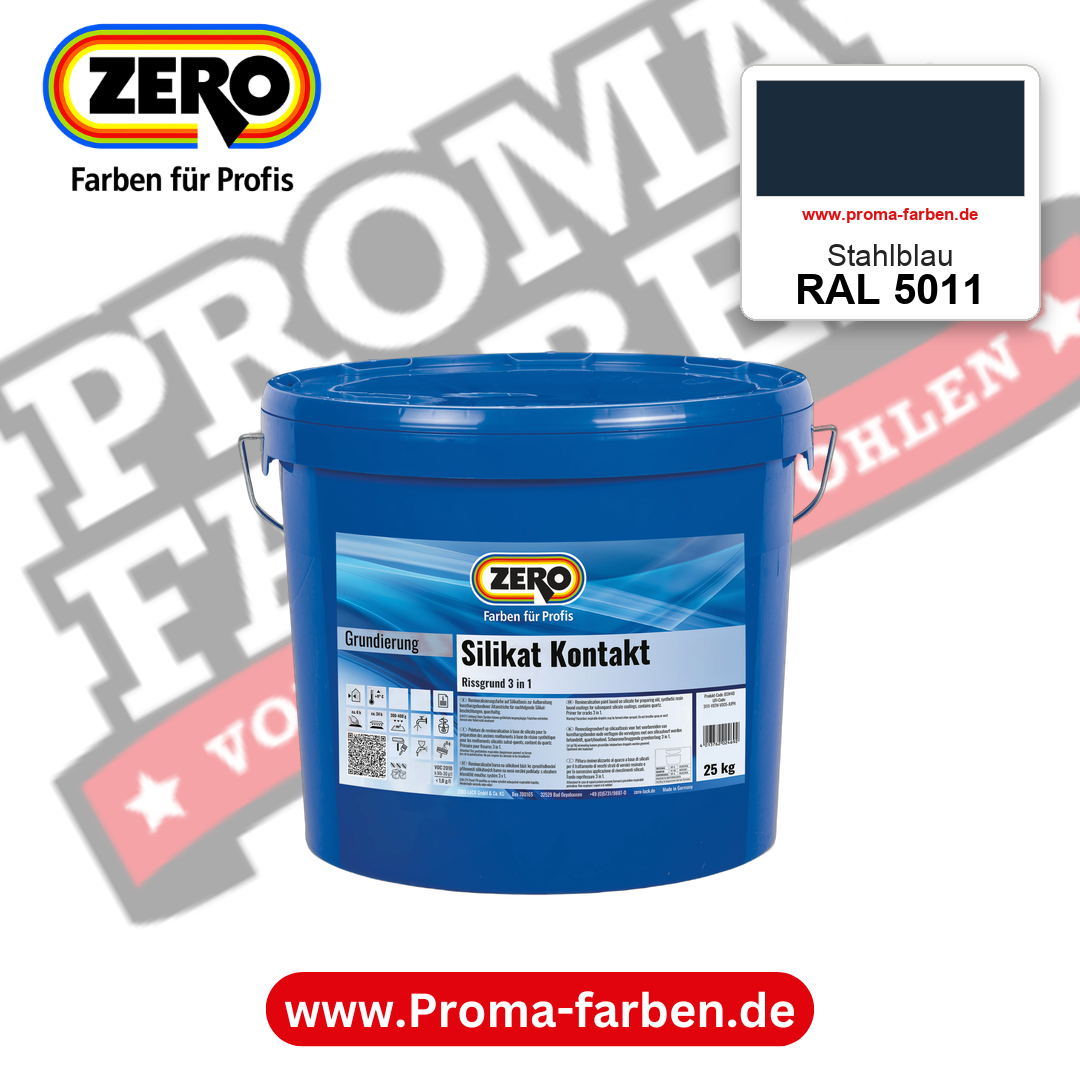 ZERO Sol-Silikatfarbe RAL 5011 Stahlblau – im ZERO-MiX-System, online kaufen bei Proma Farben