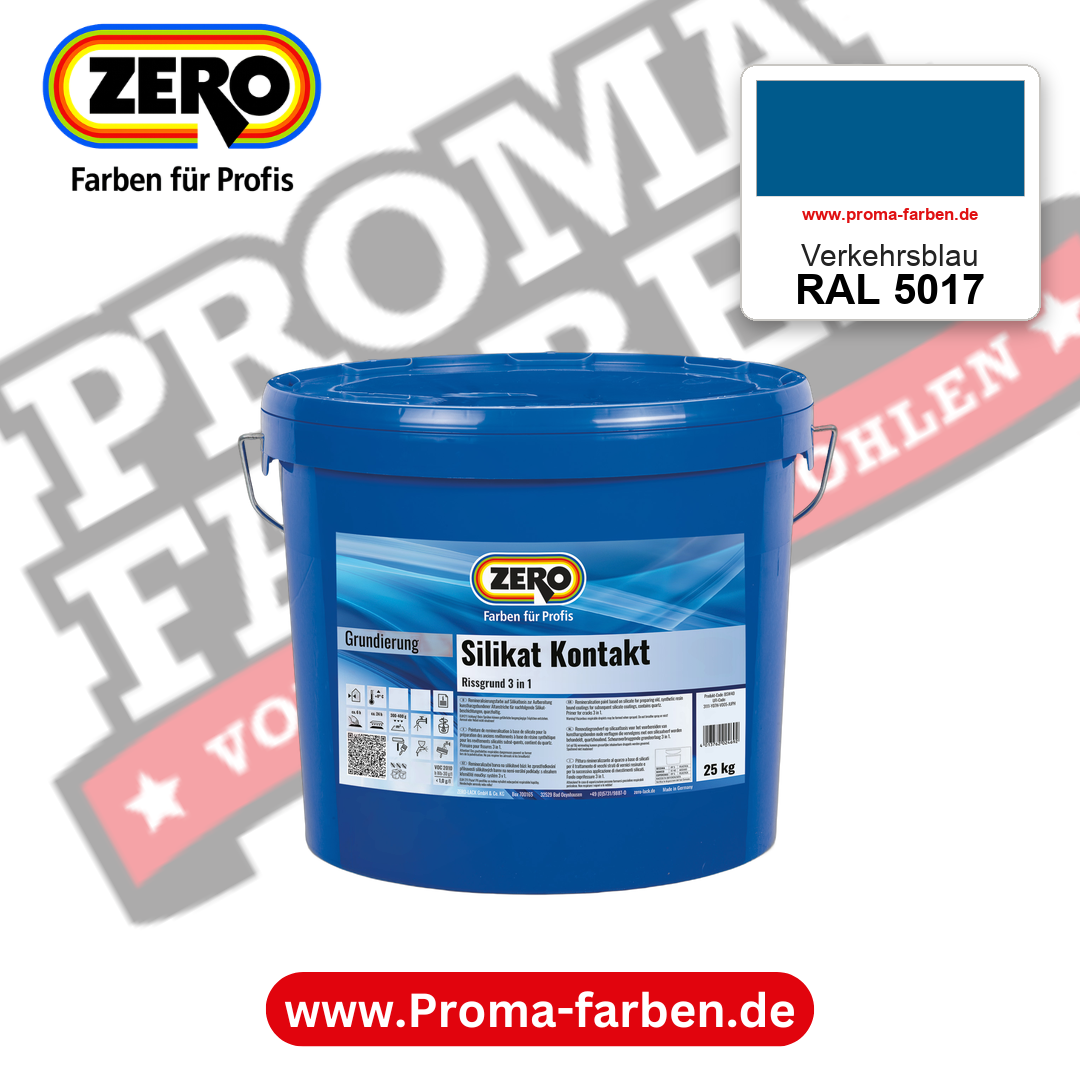 ZERO Sol-Silikatfarbe RAL 5017 Verkehrsblau – im ZERO-MiX-System, online kaufen bei Proma Farben