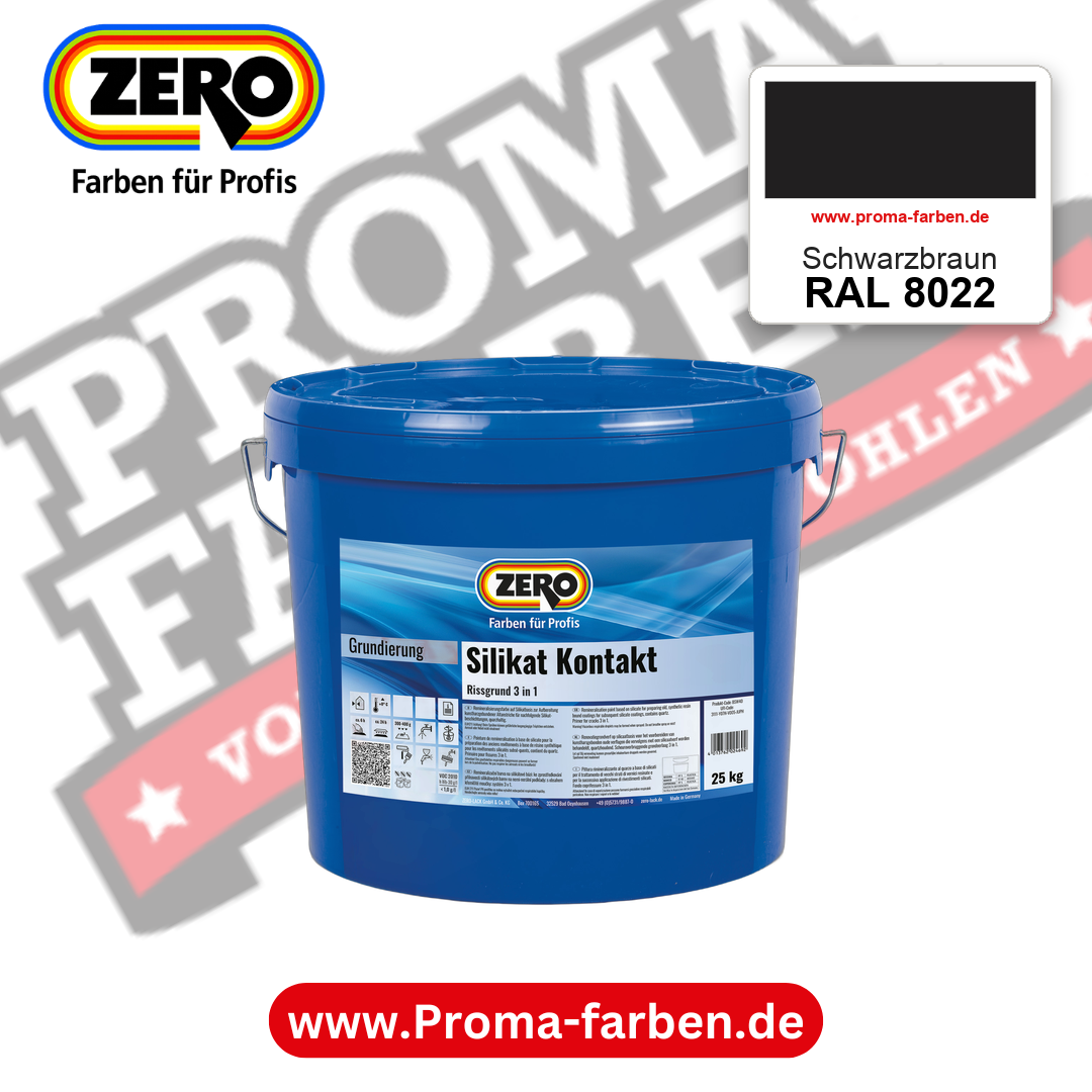 ZERO Sol-Silikatfarbe RAL 8022 Schwarzbraun – im ZERO-MiX-System, online kaufen bei Proma Farben