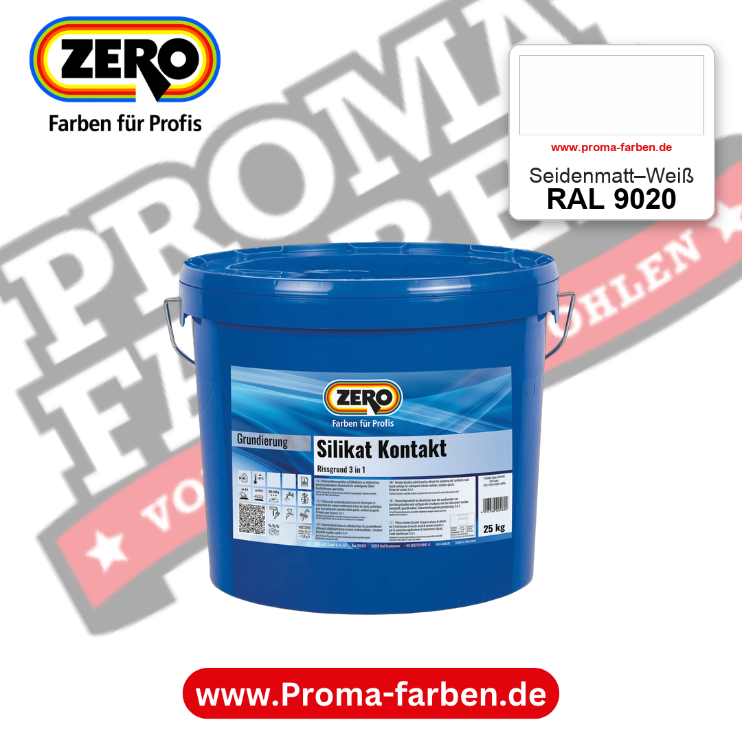 ZERO Sol-Silikatfarbe RAL 9020 Seidenmatt–Weiß – im ZERO-MiX-System, online kaufen bei Proma Farben