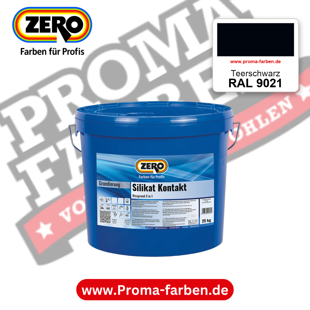 ZERO Sol-Silikatfarbe RAL 9021 Teerschwarz – im ZERO-MiX-System, online kaufen bei Proma Farben