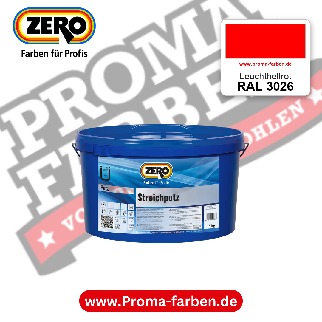 ZERO Streichputz RAL 3026 Leuchthellrot – im ZERO-MiX-System, online kaufen bei Proma Farben