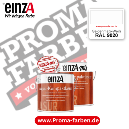 einzA Aqua-Kompaktlasur RAL 9020 Seidenmatt–Weiß – online kaufen bei Proma Farben