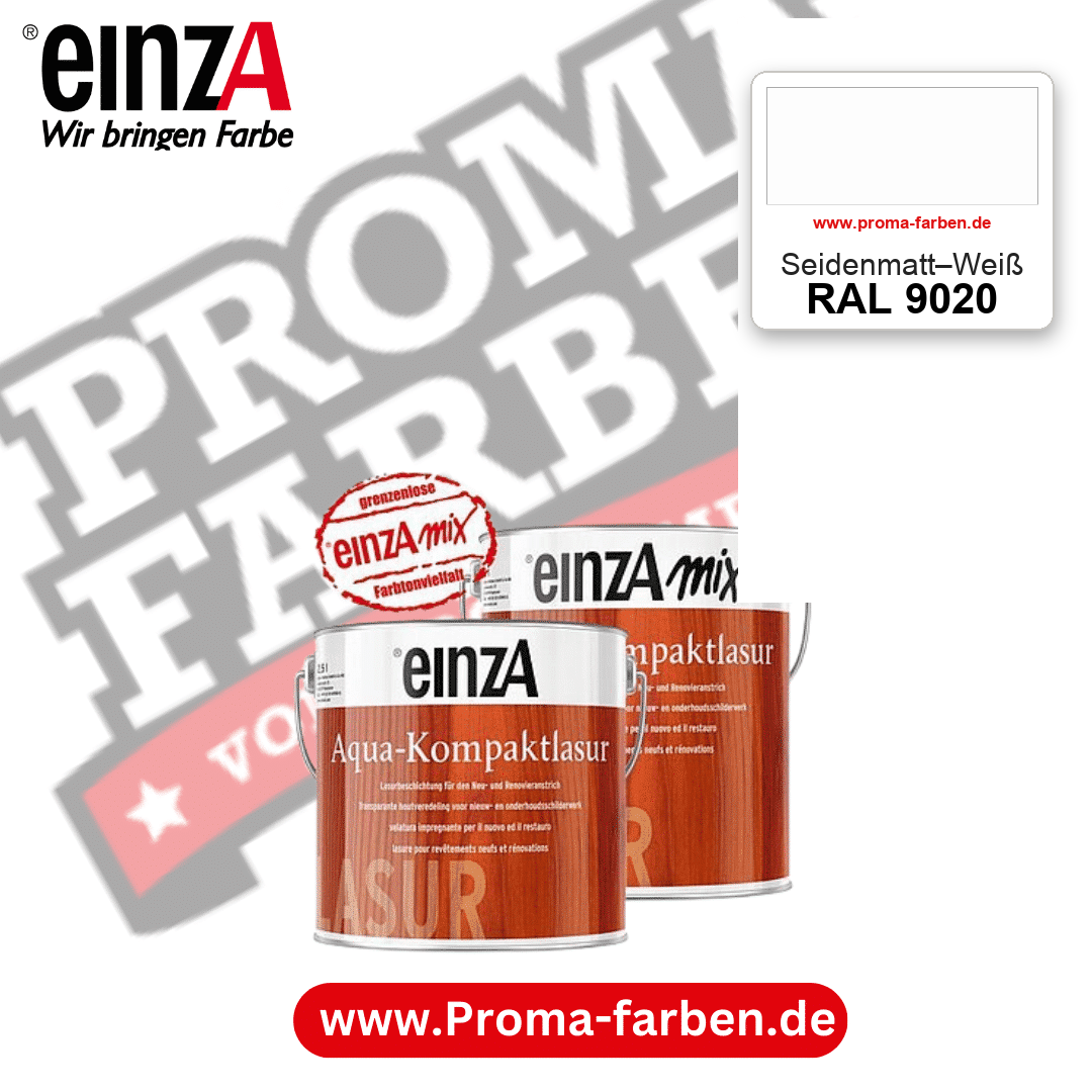 einzA Aqua-Kompaktlasur RAL 9020 Seidenmatt–Weiß – online kaufen bei Proma Farben