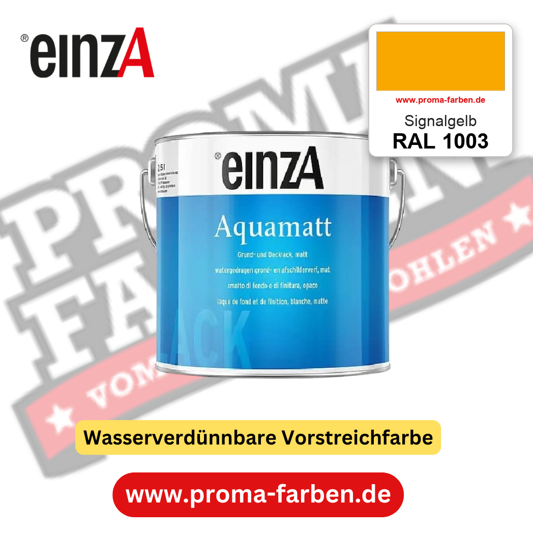 einzA Aquamatt RAL 1003 Signalgelb – matte, wasserverdünnbare Acryl-PU-Lackfarbe, online kaufen bei Proma Farben
