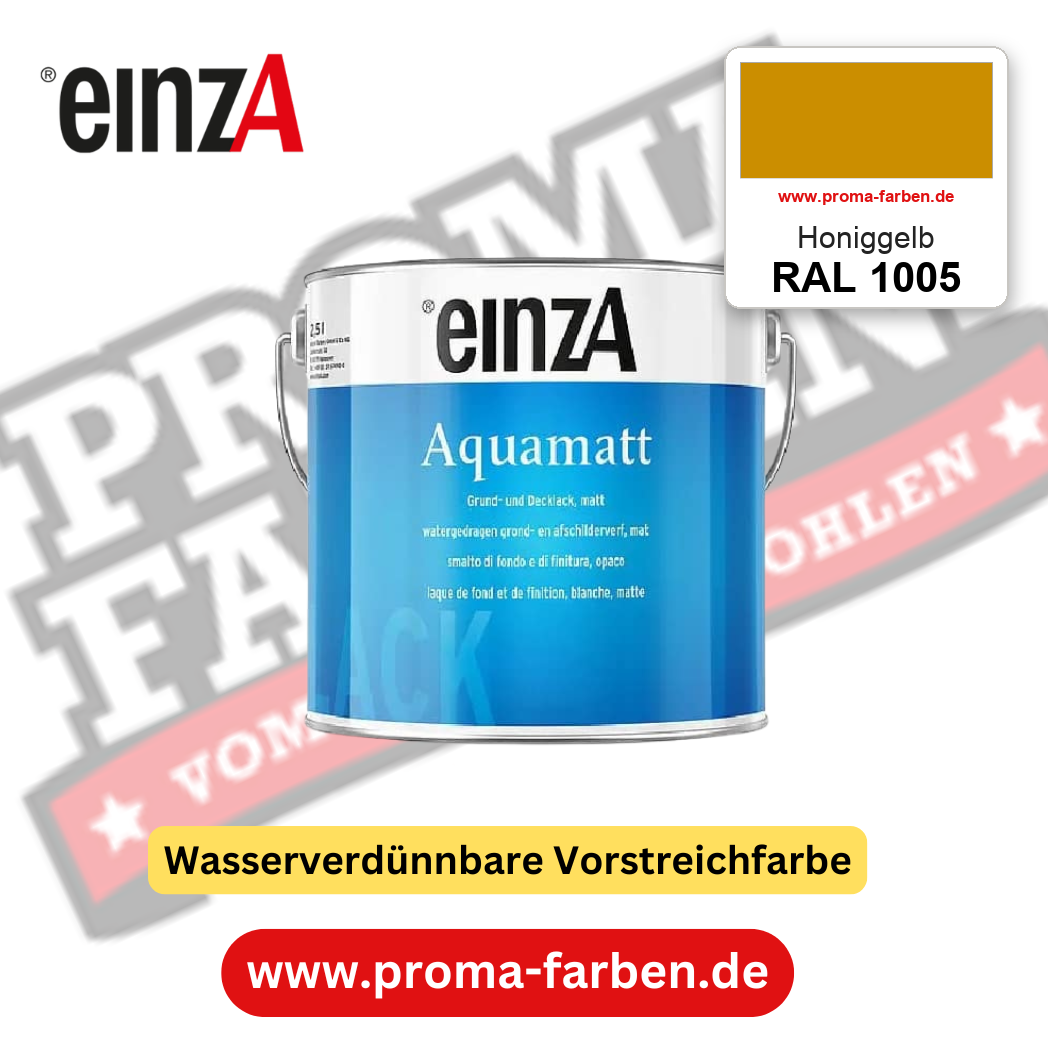 einzA Aquamatt RAL 1005 Honiggelb – matte, wasserverdünnbare Acryl-PU-Lackfarbe, online kaufen bei Proma Farben