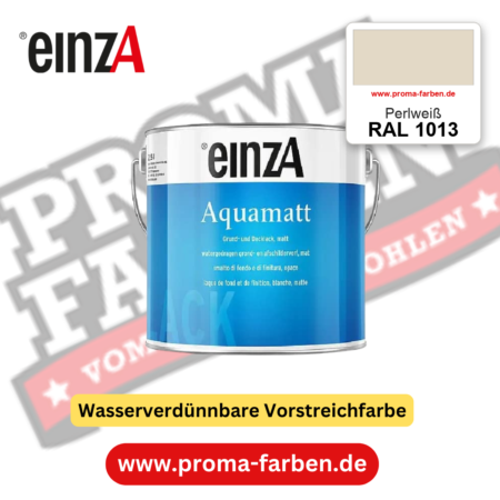 einzA Aquamatt RAL 1013 Perlweiß – matte, wasserverdünnbare Acryl-PU-Lackfarbe, online kaufen bei Proma Farben