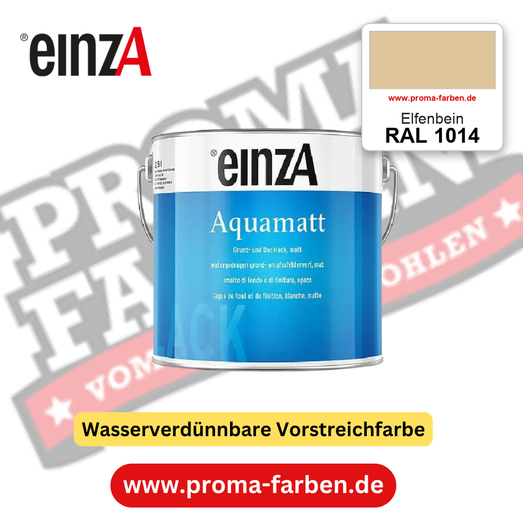 einzA Aquamatt RAL 1014 Elfenbein – matte, wasserverdünnbare Acryl-PU-Lackfarbe, online kaufen bei Proma Farben