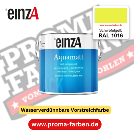 einzA Aquamatt RAL 1016 Schwefelgelb – matte, wasserverdünnbare Acryl-PU-Lackfarbe, online kaufen bei Proma Farben