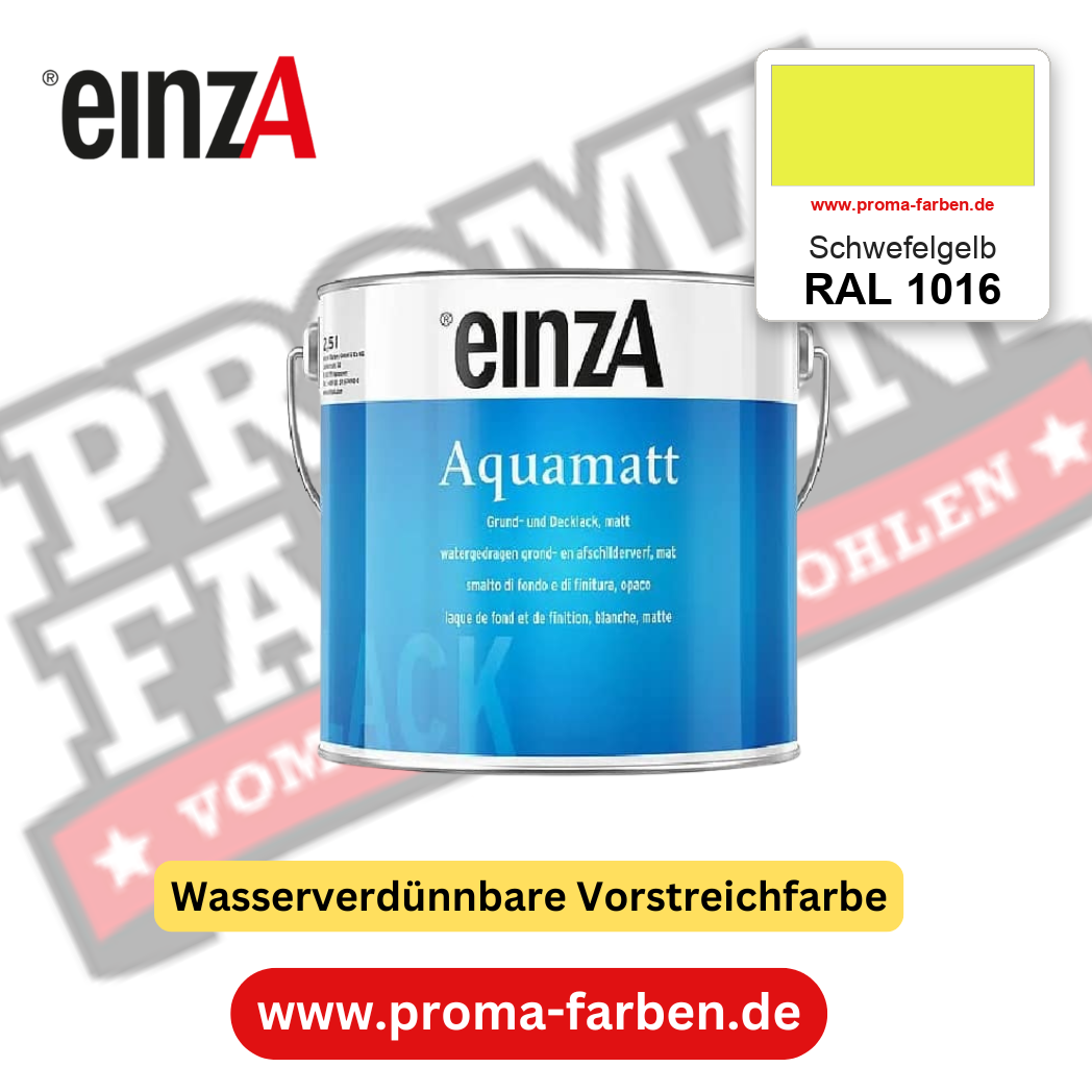 einzA Aquamatt RAL 1016 Schwefelgelb – matte, wasserverdünnbare Acryl-PU-Lackfarbe, online kaufen bei Proma Farben