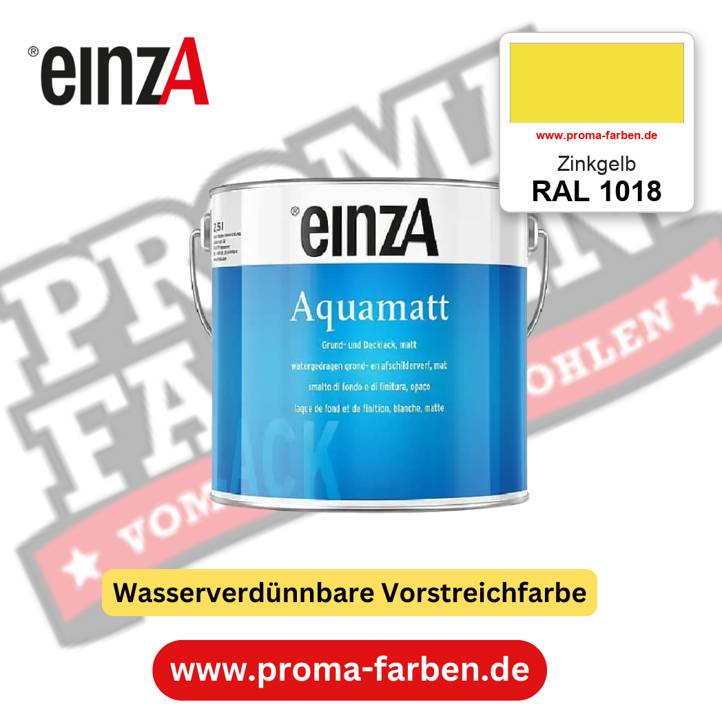 einzA Aquamatt RAL 1018 Zinkgelb – matte, wasserverdünnbare Acryl-PU-Lackfarbe, online kaufen bei Proma Farben