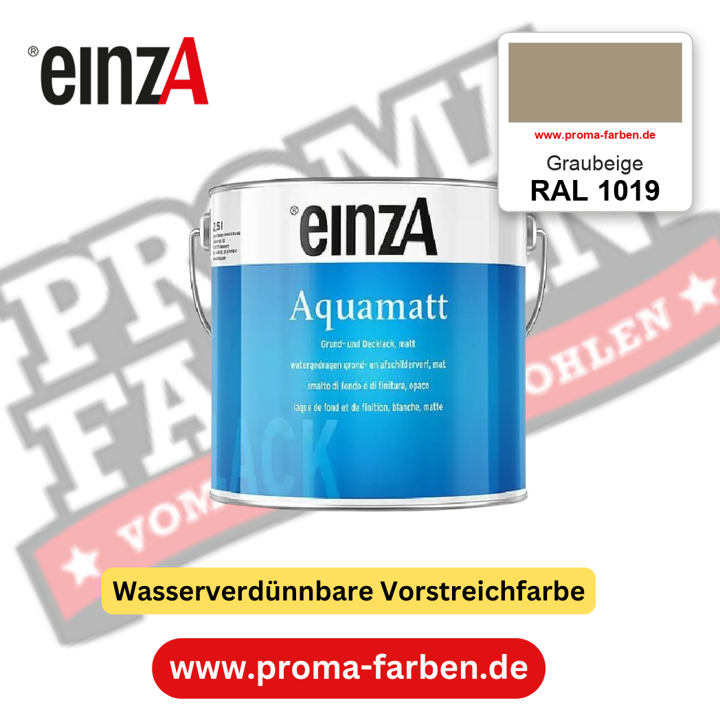 einzA Aquamatt RAL 1019 Graubeige – matte, wasserverdünnbare Acryl-PU-Lackfarbe, online kaufen bei Proma Farben