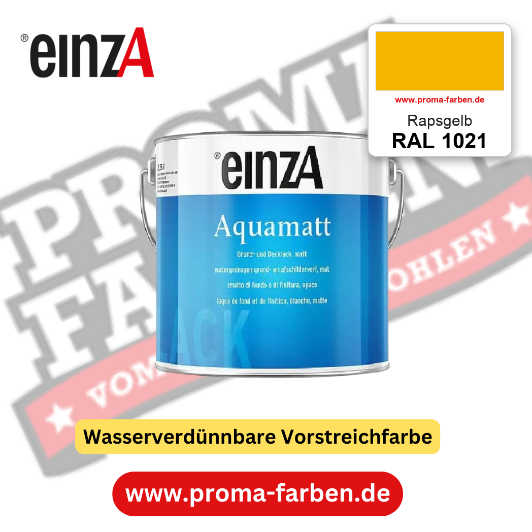 einzA Aquamatt RAL 1021 Rapsgelb – matte, wasserverdünnbare Acryl-PU-Lackfarbe, online kaufen bei Proma Farben