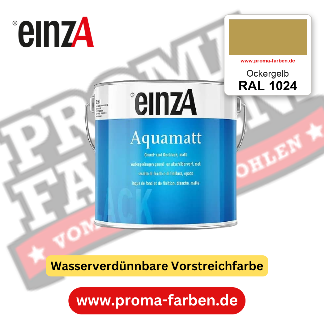 einzA Aquamatt RAL 1024 Ockergelb – matte, wasserverdünnbare Acryl-PU-Lackfarbe, online kaufen bei Proma Farben