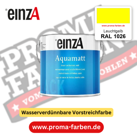 einzA Aquamatt RAL 1026 Leuchtgelb – matte, wasserverdünnbare Acryl-PU-Lackfarbe, online kaufen bei Proma Farben