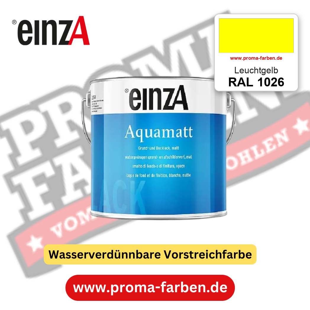 einzA Aquamatt RAL 1026 Leuchtgelb – matte, wasserverdünnbare Acryl-PU-Lackfarbe, online kaufen bei Proma Farben