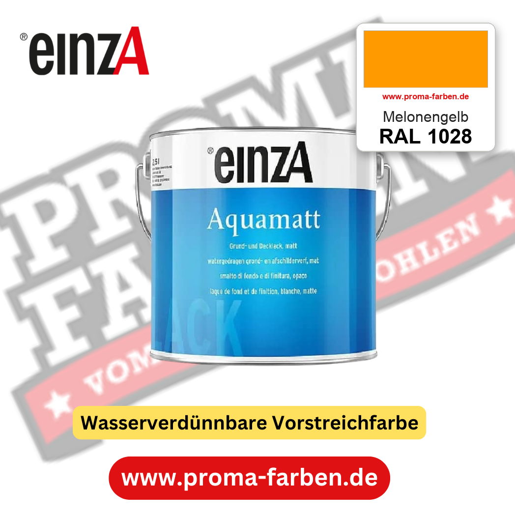 einzA Aquamatt RAL 1028 Melonengelb – matte, wasserverdünnbare Acryl-PU-Lackfarbe, online kaufen bei Proma Farben