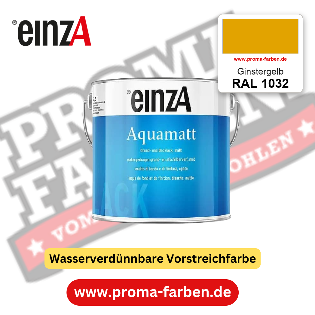 einzA Aquamatt RAL 1032 Ginstergelb – matte, wasserverdünnbare Acryl-PU-Lackfarbe, online kaufen bei Proma Farben