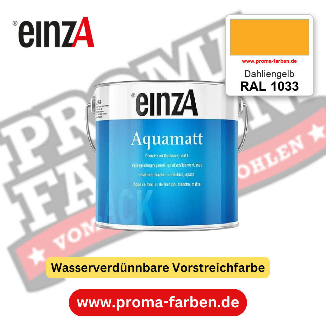 einzA Aquamatt RAL 1033 Dahliengelb – matte, wasserverdünnbare Acryl-PU-Lackfarbe, online kaufen bei Proma Farben