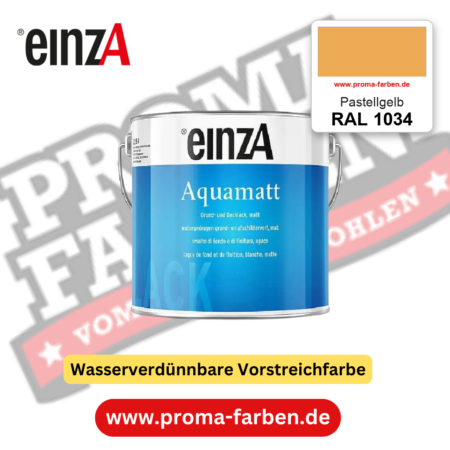 einzA Aquamatt RAL 1034 Pastellgelb – matte, wasserverdünnbare Acryl-PU-Lackfarbe, online kaufen bei Proma Farben