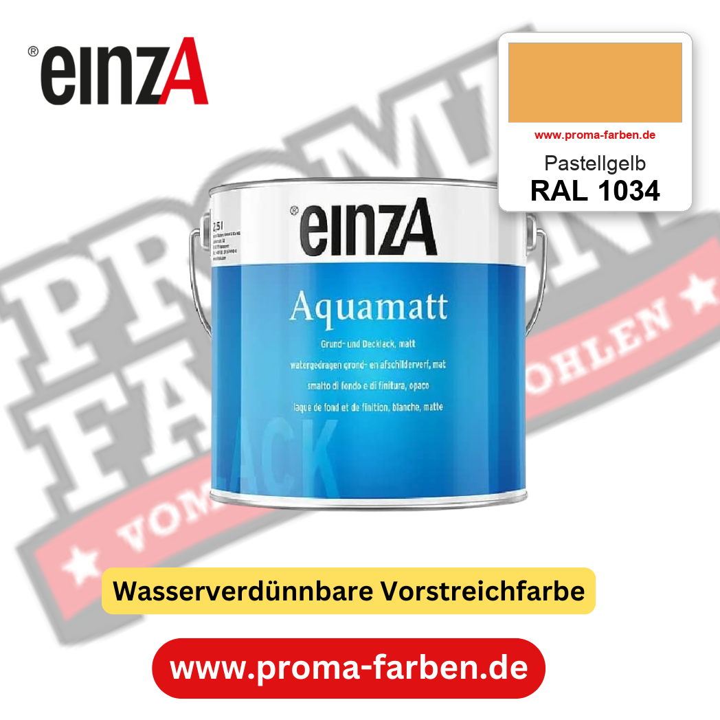 einzA Aquamatt RAL 1034 Pastellgelb – matte, wasserverdünnbare Acryl-PU-Lackfarbe, online kaufen bei Proma Farben
