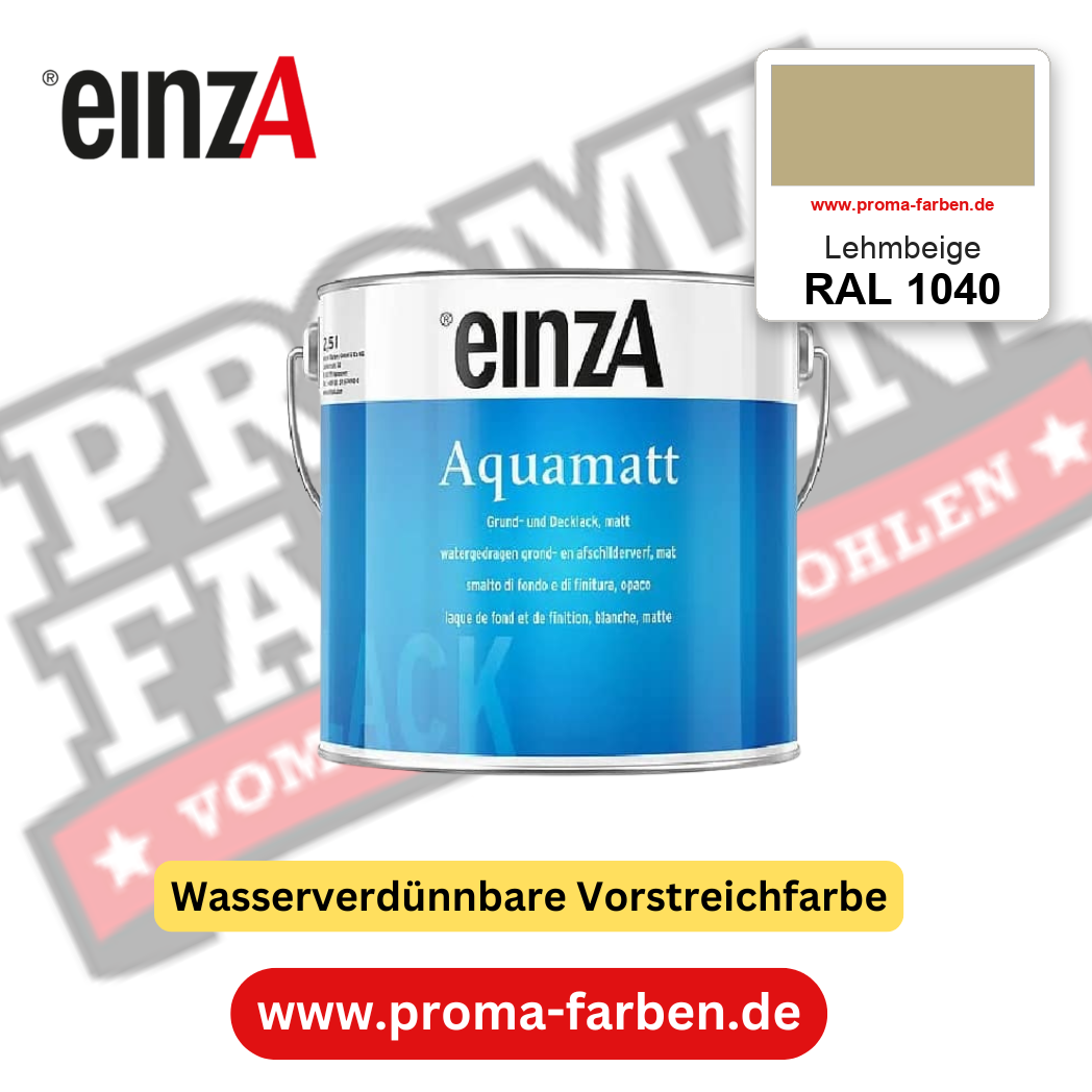 einzA Aquamatt RAL 1040 Lehmbeige – matte, wasserverdünnbare Acryl-PU-Lackfarbe, online kaufen bei Proma Farben
