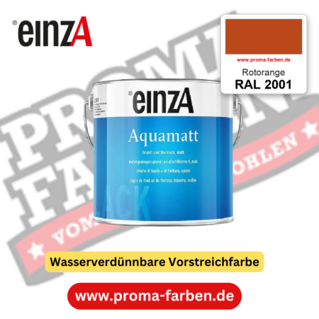 einzA Aquamatt RAL 2001 Rotorange – matte, wasserverdünnbare Acryl-PU-Lackfarbe, online kaufen bei Proma Farben