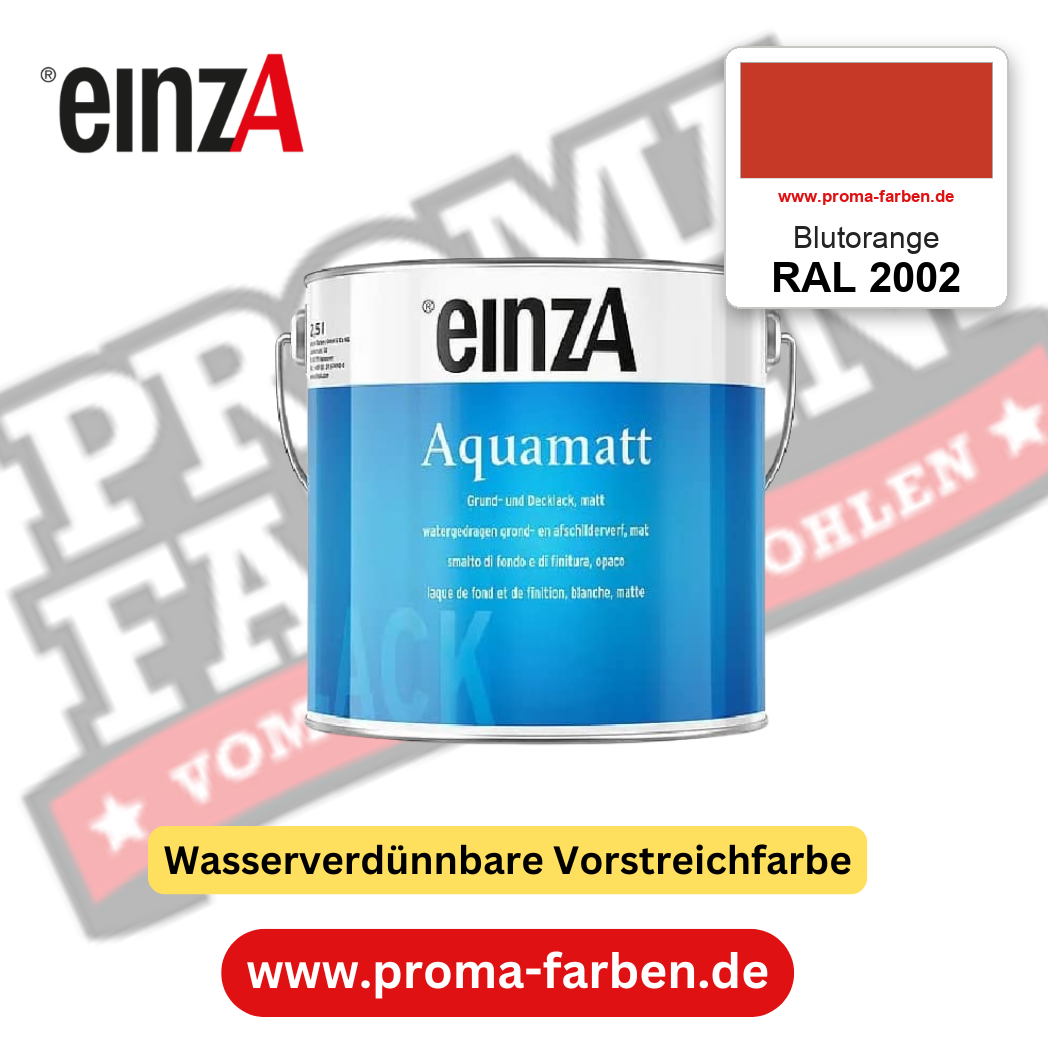 einzA Aquamatt RAL 2002 Blutorange – matte, wasserverdünnbare Acryl-PU-Lackfarbe, online kaufen bei Proma Farben