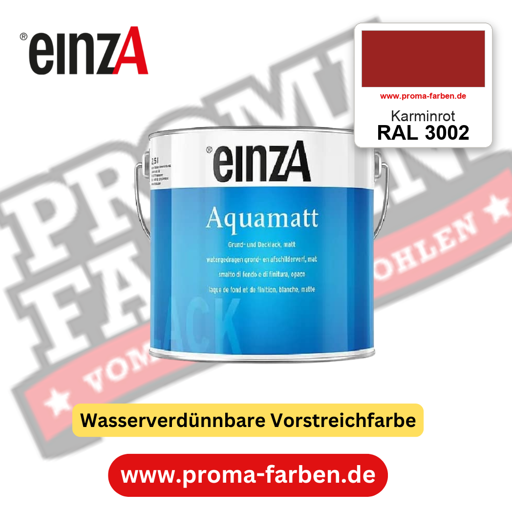 einzA Aquamatt RAL 3002 Karminrot – matte, wasserverdünnbare Acryl-PU-Lackfarbe, online kaufen bei Proma Farben