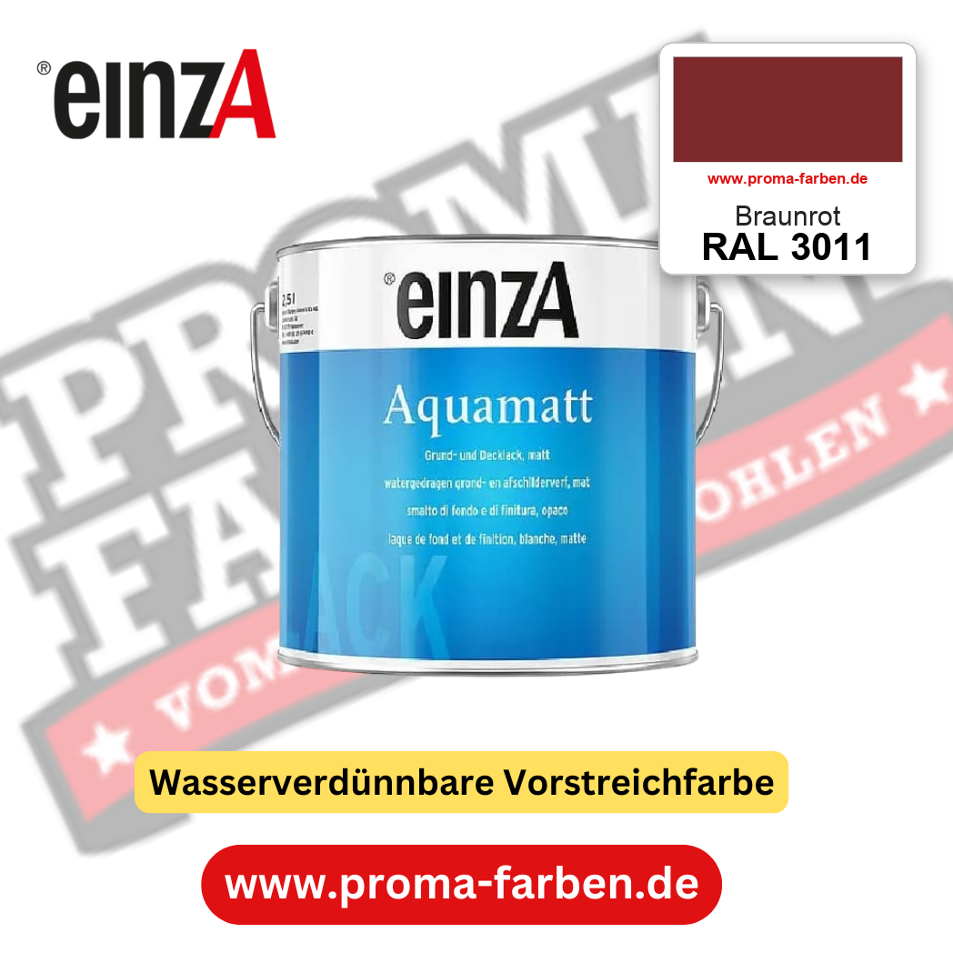 einzA Aquamatt RAL 3011 Braunrot – matte, wasserverdünnbare Acryl-PU-Lackfarbe, online kaufen bei Proma Farben