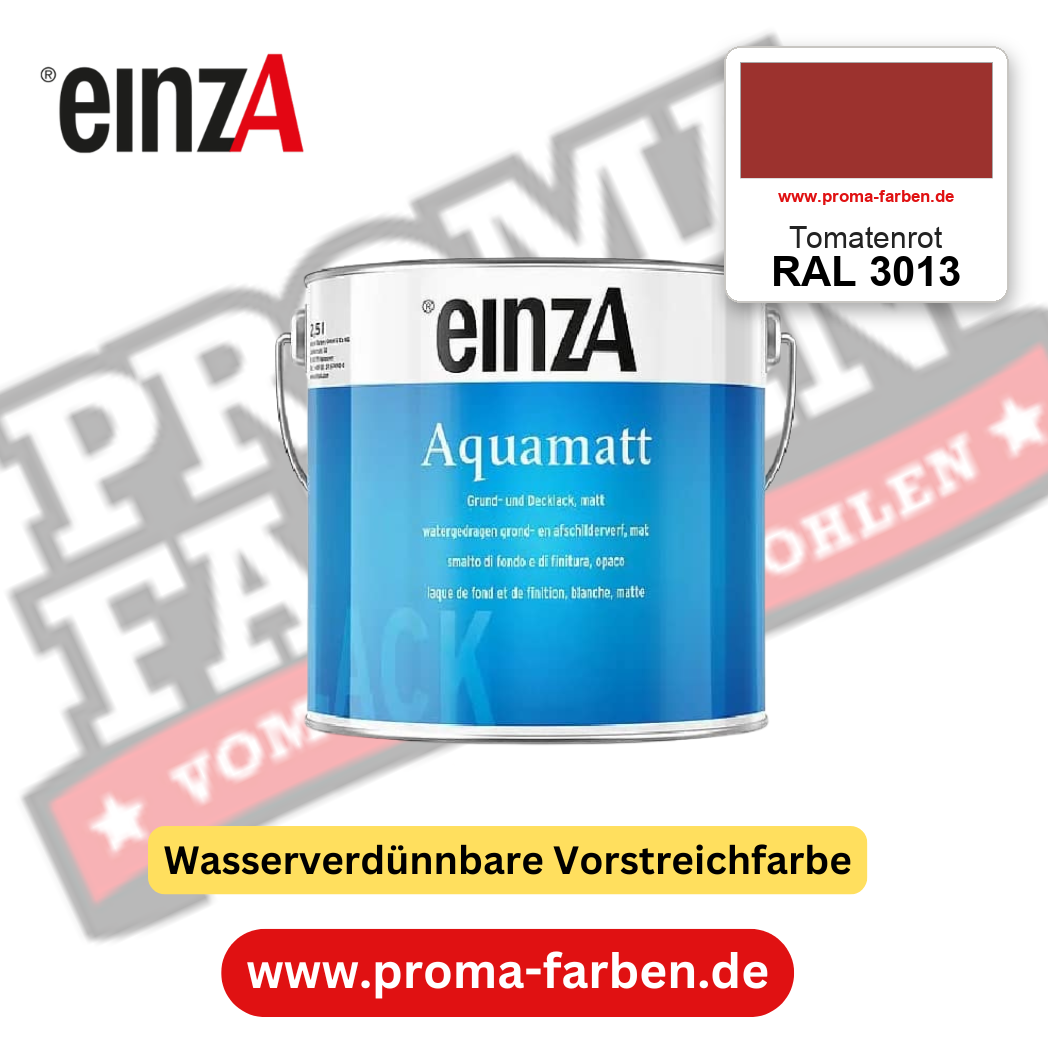 einzA Aquamatt RAL 3013 Tomatenrot – matte, wasserverdünnbare Acryl-PU-Lackfarbe, online kaufen bei Proma Farben