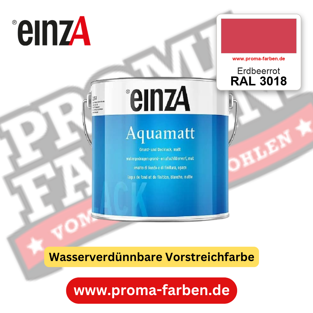 einzA Aquamatt RAL 3018 Erdbeerrot – matte, wasserverdünnbare Acryl-PU-Lackfarbe, online kaufen bei Proma Farben