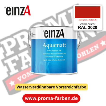 einzA Aquamatt RAL 3020 Verkehrsrot – matte, wasserverdünnbare Acryl-PU-Lackfarbe, online kaufen bei Proma Farben