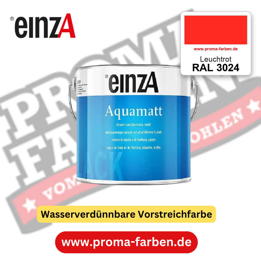 einzA Aquamatt RAL 3024 Leuchtrot – matte, wasserverdünnbare Acryl-PU-Lackfarbe, online kaufen bei Proma Farben