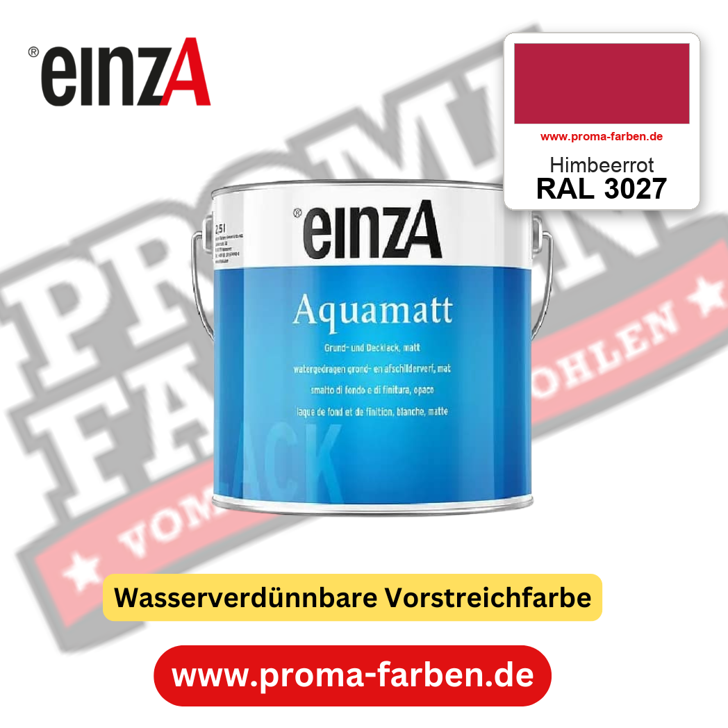 einzA Aquamatt RAL 3027 Himbeerrot – matte, wasserverdünnbare Acryl-PU-Lackfarbe, online kaufen bei Proma Farben