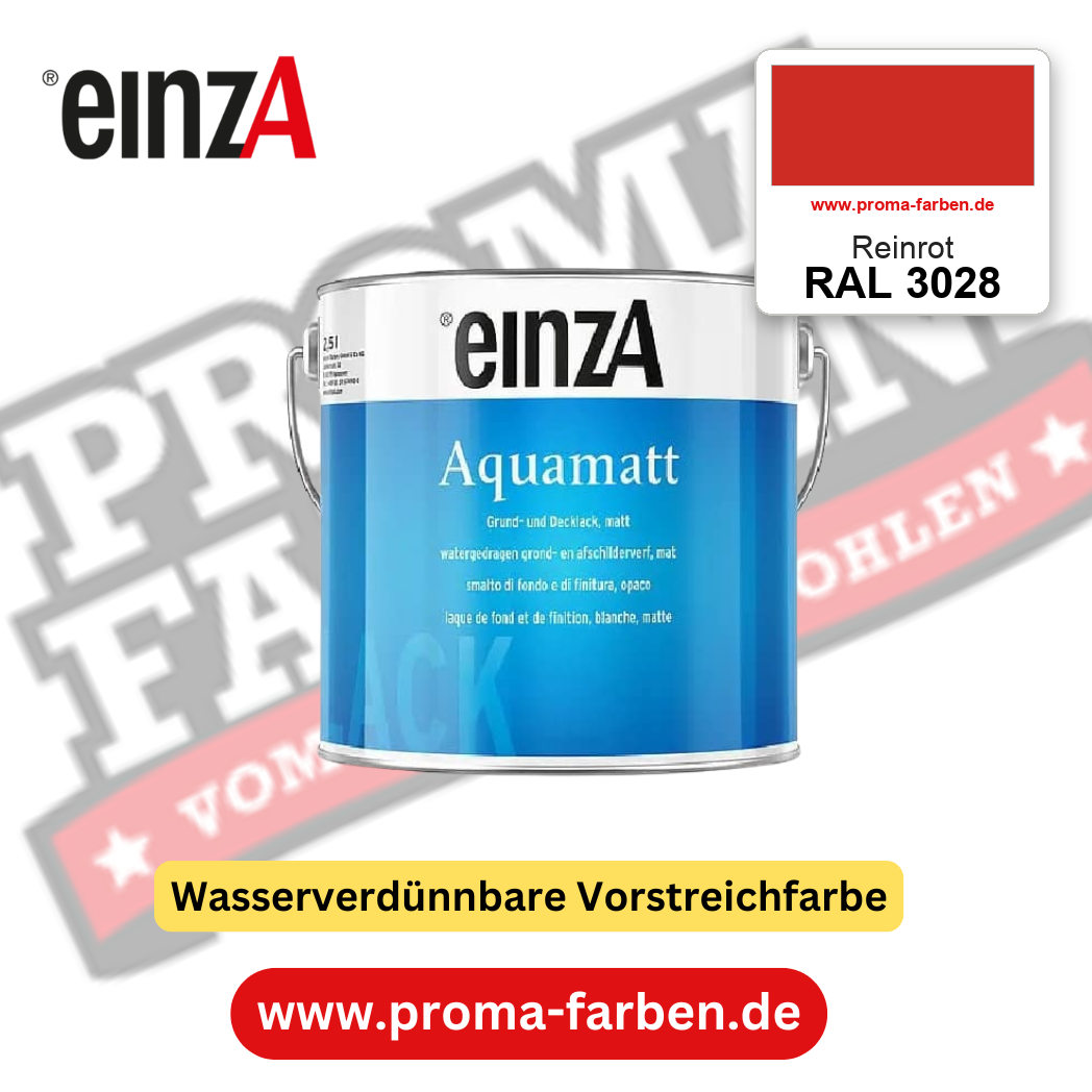 einzA Aquamatt RAL 3028 Reinrot – matte, wasserverdünnbare Acryl-PU-Lackfarbe, online kaufen bei Proma Farben