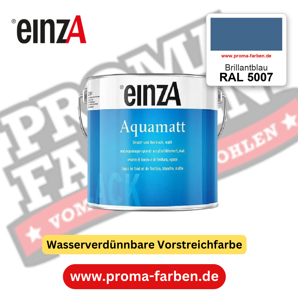 einzA Aquamatt RAL 5007 Brillantblau – matte, wasserverdünnbare Acryl-PU-Lackfarbe, online kaufen bei Proma Farben