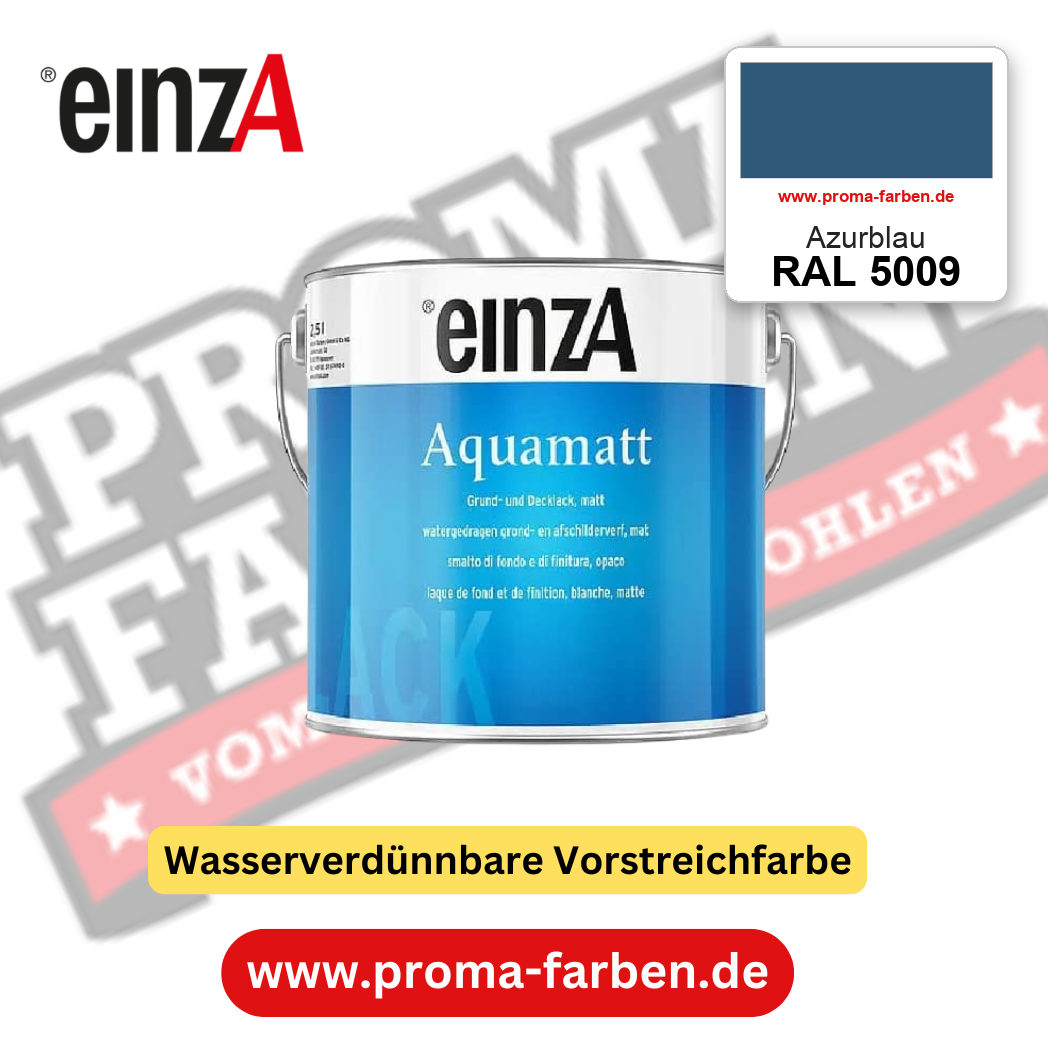 einzA Aquamatt RAL 5009 Azurblau – matte, wasserverdünnbare Acryl-PU-Lackfarbe, online kaufen bei Proma Farben