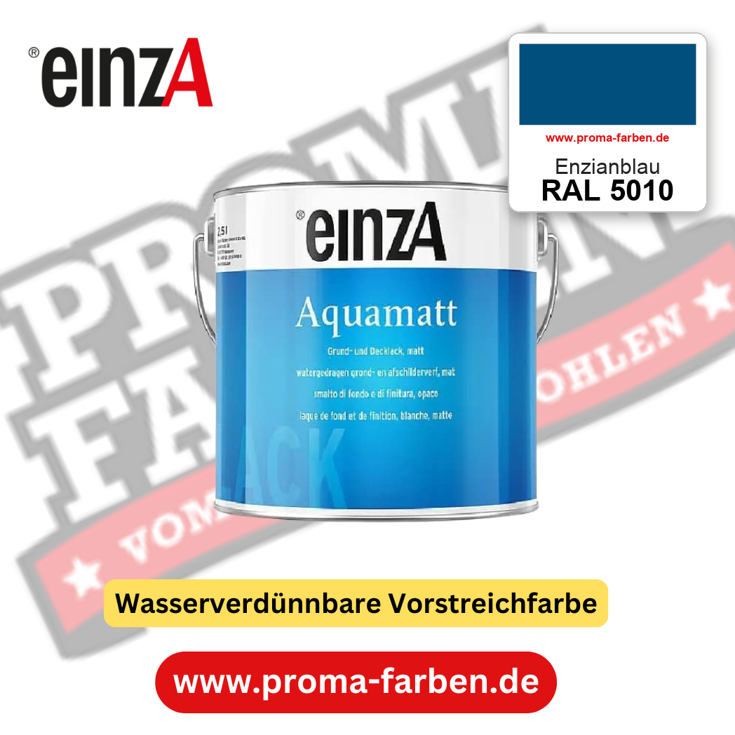 einzA Aquamatt RAL 5010 Enzianblau – matte, wasserverdünnbare Acryl-PU-Lackfarbe, online kaufen bei Proma Farben