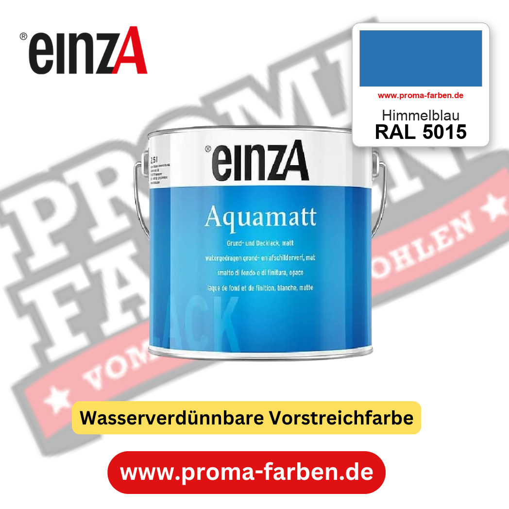 einzA Aquamatt RAL 5015 Himmelblau – matte, wasserverdünnbare Acryl-PU-Lackfarbe, online kaufen bei Proma Farben
