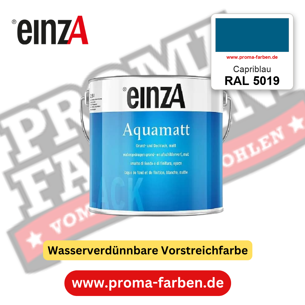 einzA Aquamatt RAL 5019 Capriblau – matte, wasserverdünnbare Acryl-PU-Lackfarbe, online kaufen bei Proma Farben