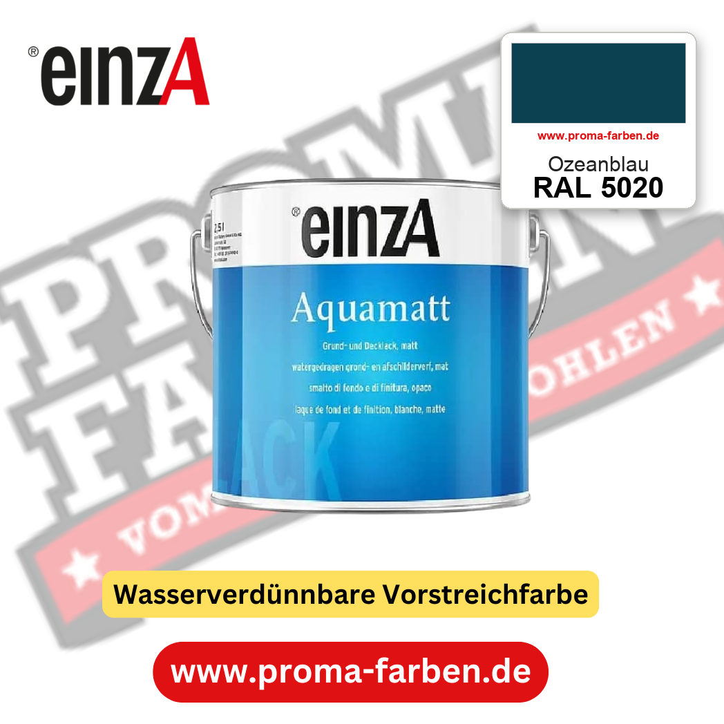 einzA Aquamatt RAL 5020 Ozeanblau – matte, wasserverdünnbare Acryl-PU-Lackfarbe, online kaufen bei Proma Farben