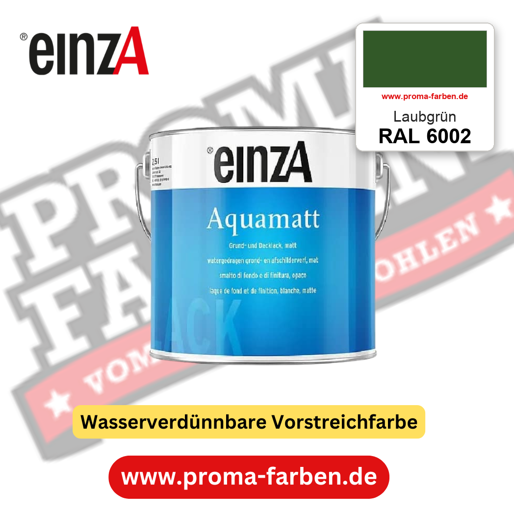 einzA Aquamatt RAL 6002 Laubgrün – matte, wasserverdünnbare Acryl-PU-Lackfarbe, online kaufen bei Proma Farben
